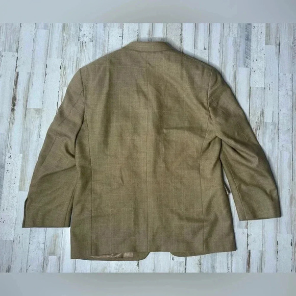 VINTAGE ANDREW FEZZA MEN'S 42S TAN BLAZER 3 BUTTON JACKET Checked - Picture 6 of 11